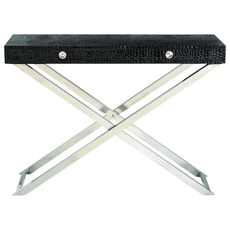 Stainless Steel/Faux Leather Console